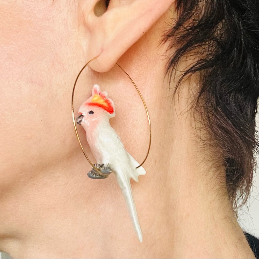 Elegant Peach and Orange Bird Earrings